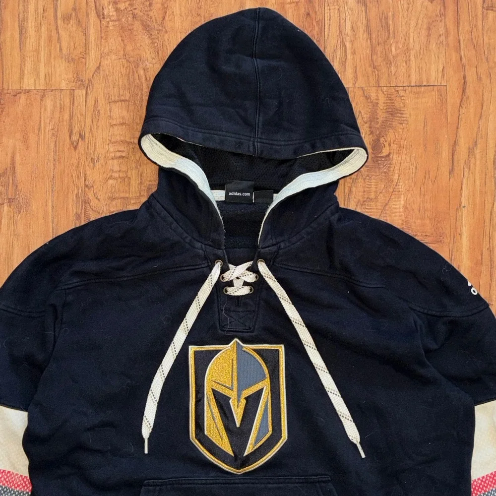 Adidas Vegas Golden Knights Mens XL Lace Up Hoodie Black Hockey Sweatshirt